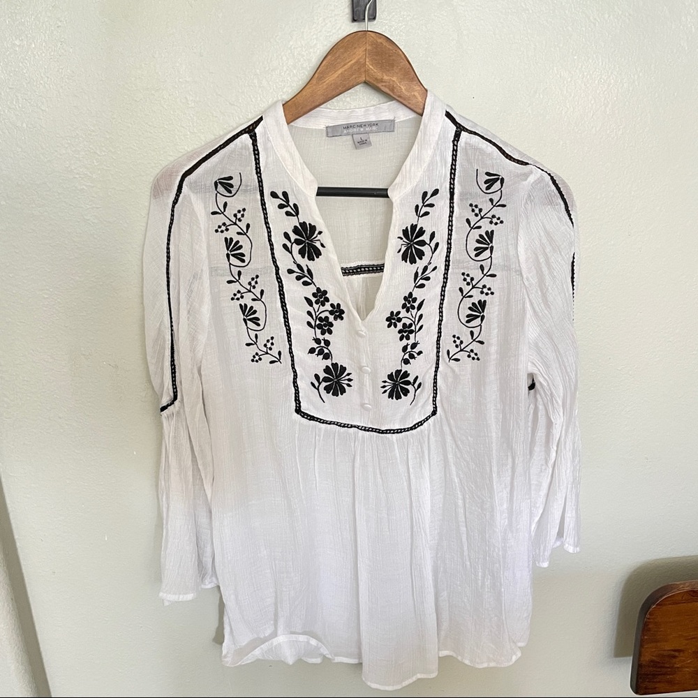Marc New York Sheer BOHO Peasant Top Tunic